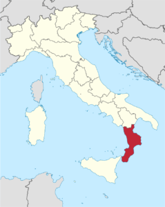 Map of Calabria region